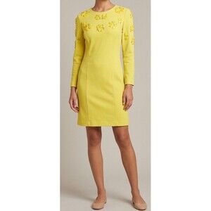 KATE YOUNG for Target Bright Lemon Lime Long-sleeved Dress Small Crystal Detail